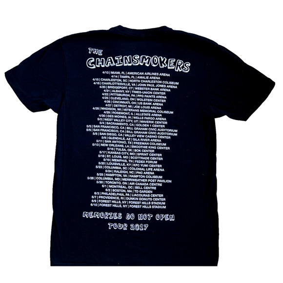 The Chainsmokers T-Shirt Men S Memories Tour 2017 Black EDM Do Not Open - Picture 3 of 5